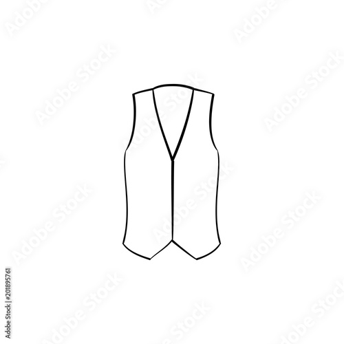 Waistcoat line icon isolated on white background. Vector line icon of suit waistcoat for infographic, website or app.