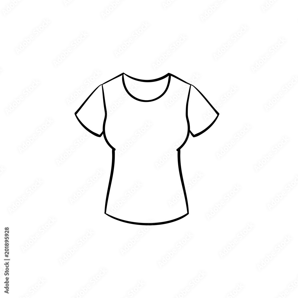 Woman tight t-shirt line icon isolated on white background. Vector line icon of female clothes t-shirt for infographic, website or app. Woman tight t-shirt line icon isolated on white background. Vector line icon of female clothes t-shirt for infographic, website or app.