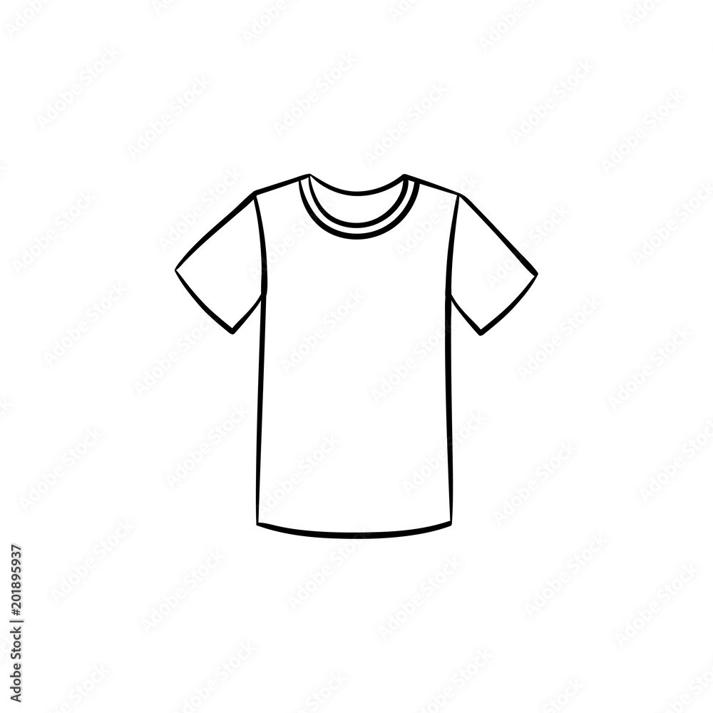 T-shirt line icon isolated on white background. Vector line icon of t-shirt for infographic, website or app. T-shirt line icon isolated on white background. Vector line icon of t-shirt for infographic, website or app.