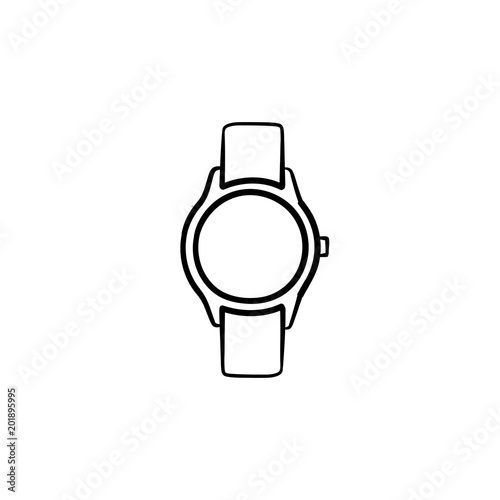 Wrist watch hand drawn outline doodle icon. Clock vector sketch illustration for print, web, mobile and infographics isolated on white background.