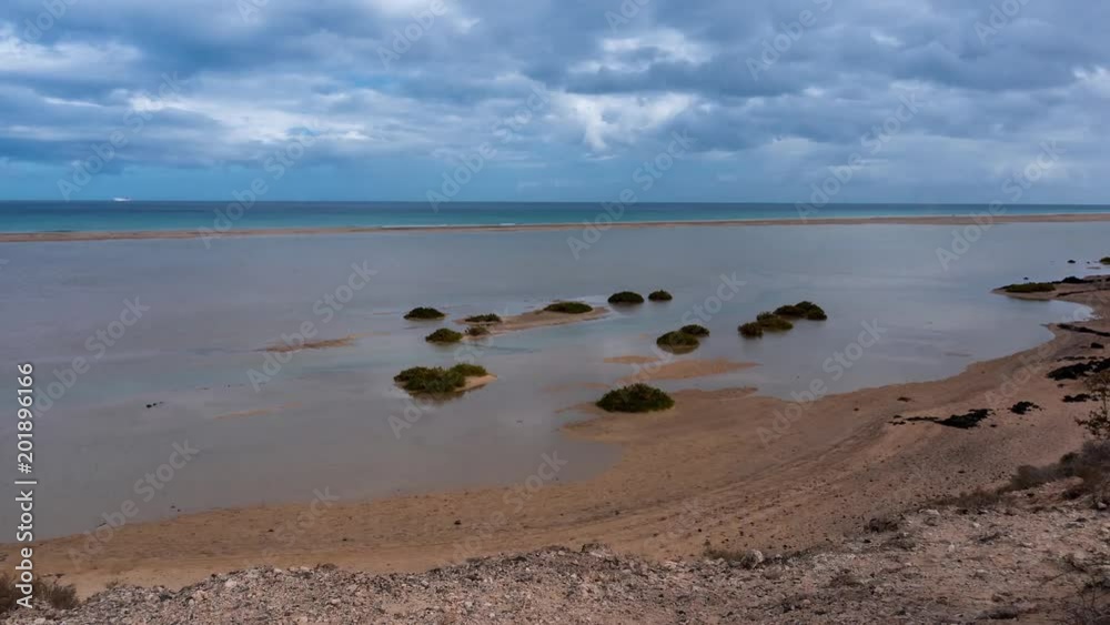 lagoon sotavento, rising tide and movement of clouds, time-lapse hyper lapse, Fuerteventura Canary Islands lagoon sotavento, rising tide and movement of clouds, time-lapse hyper lapse, Fuerteventura Canary Islands