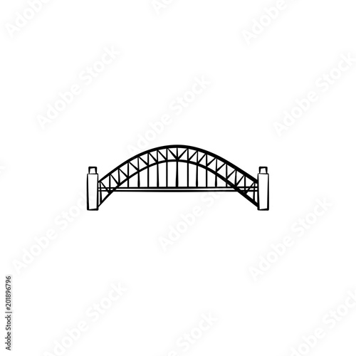 Bridge hand drawn outline doodle icon. Vector sketch illustration of modern bridge architecture for print, web, mobile and infographics isolated on white background.