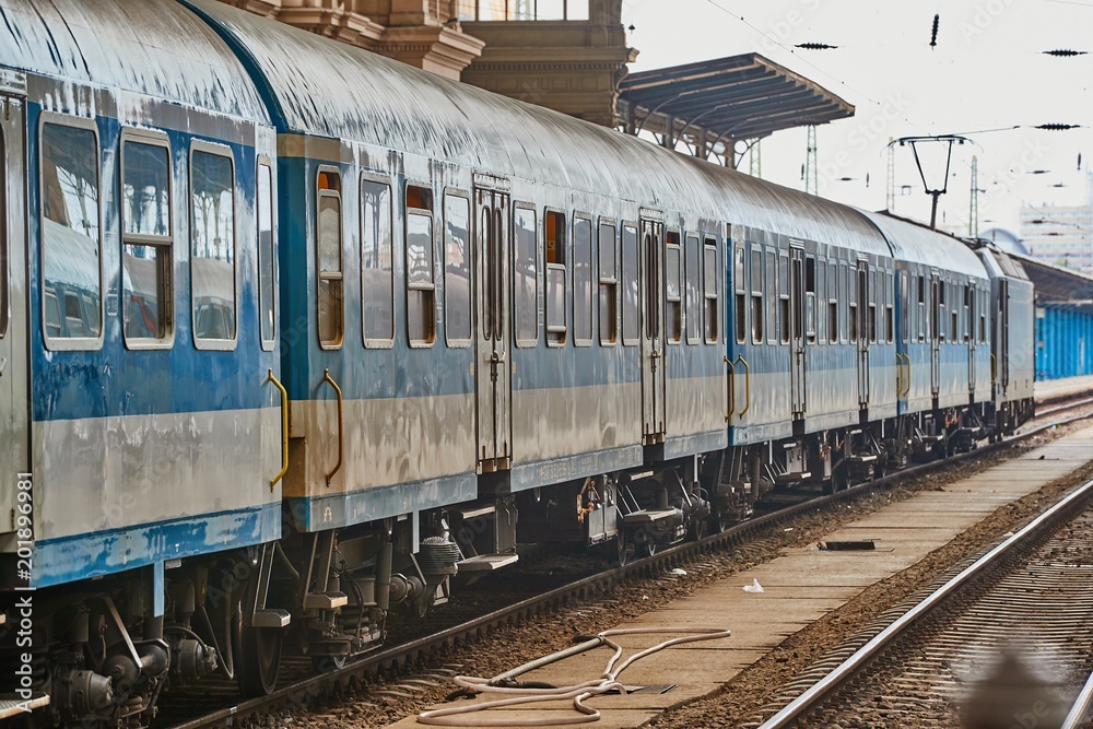Obraz premium Railway station with passanger train