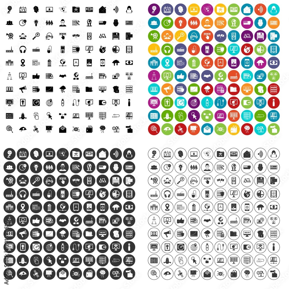 100 cyber security icons set vector in 4 variant for any web design isolated on white