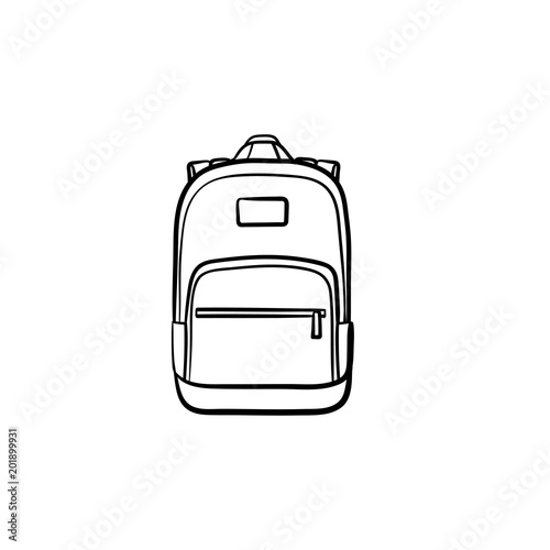 Backpack hand drawn outline doodle icon. Vector sketch illustration of school backpack for print, web, mobile and infographics isolated on white background.