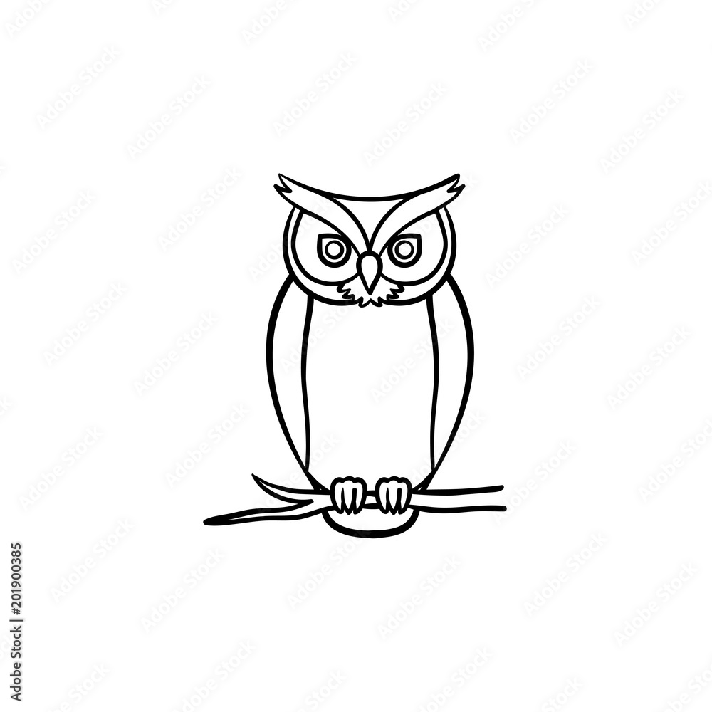 Wisdom owl hand drawn outline doodle icon. Owl bird symbolizing wisdom vector sketch illustration for print, web, mobile and infographics isolated on white background. Wisdom owl hand drawn outline doodle icon. Owl bird symbolizing wisdom vector sketch illustration for print, web, mobile and infographics isolated on white background.