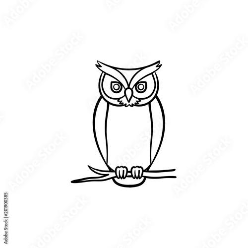 Wisdom owl hand drawn outline doodle icon. Owl bird symbolizing wisdom vector sketch illustration for print, web, mobile and infographics isolated on white background.