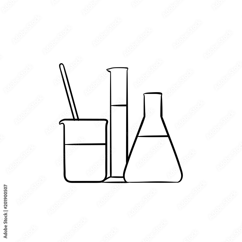 Handdrawn Beaker Doodle Icon. Hand Drawn Black Sketch. Sign Cartoon Symbol.  Decoration Element. White Background. Isolated Stock Vector - Illustration  of chemical, chemistry: 152343781
