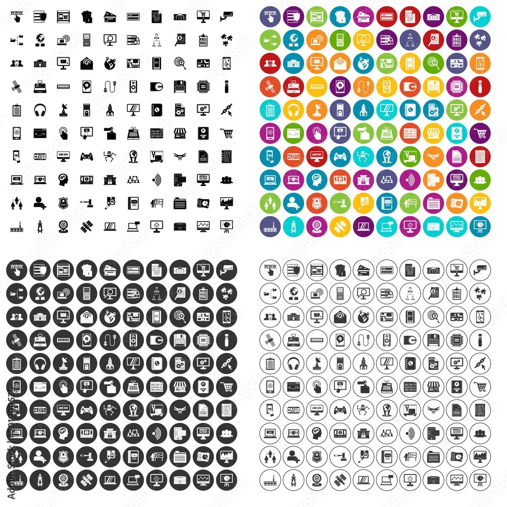 100 database icons set vector in 4 variant for any web design isolated on white