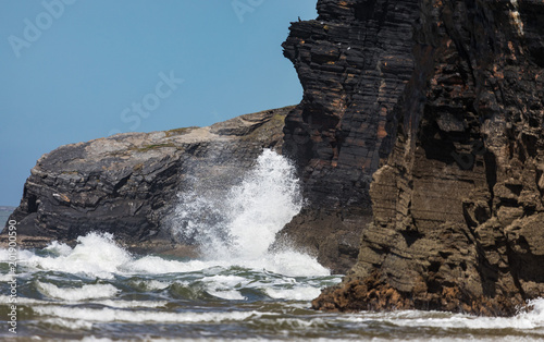 Ocean waves crashing off cliffs on the west coast of Ireland
