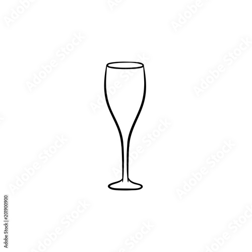 Champagne glass hand drawn outline doodle icon. Vector sketch illustration of champagne with bubbles for print, web, mobile and infographics isolated on white background.