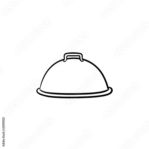 Cloche with platter for serve hand drawn outline doodle icon. Covered dish vector sketch illustration for print, web, mobile and infographics isolated on white background.