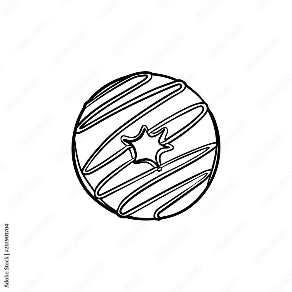 Doughnut hand drawn outline doodle icon. Vector sketch illustration of glazed doughnut for print, web, mobile and infographics isolated on white background. Doughnut hand drawn outline doodle icon. Vector sketch illustration of glazed doughnut for print, web, mobile and infographics isolated on white background.