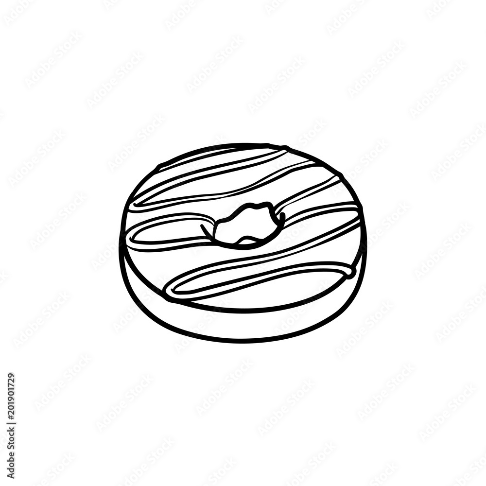 Doughnut hand drawn outline doodle icon. Vector sketch illustration of glazed doughnut for print, web, mobile and infographics isolated on white background. Doughnut hand drawn outline doodle icon. Vector sketch illustration of glazed doughnut for print, web, mobile and infographics isolated on white background.