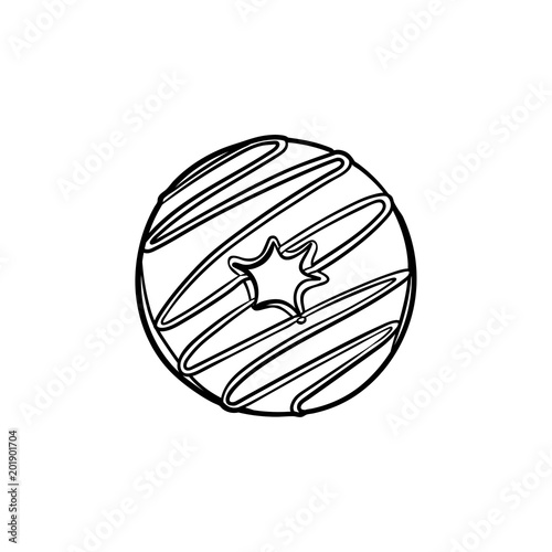 Doughnut hand drawn outline doodle icon. Vector sketch illustration of glazed doughnut for print, web, mobile and infographics isolated on white background.