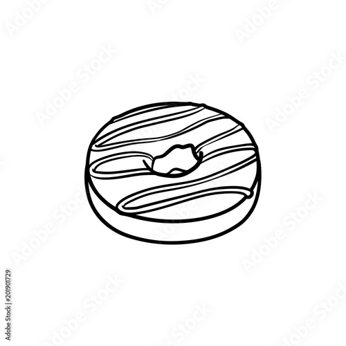 Doughnut hand drawn outline doodle icon. Vector sketch illustration of glazed doughnut for print, web, mobile and infographics isolated on white background.