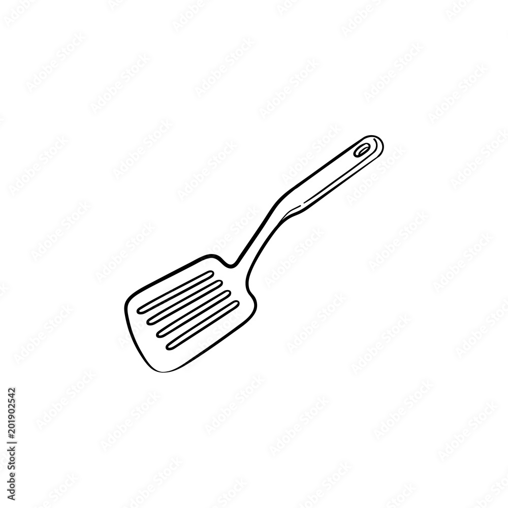 Vecteur Stock Kitchen spatula hand drawn outline doodle icon. Spatula