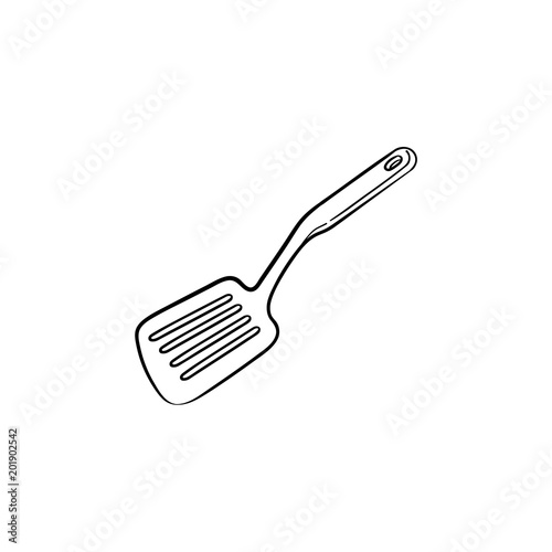 Kitchen spatula hand drawn outline doodle icon. Spatula - kitchen utensils vector sketch illustration for print, web, mobile and infographics isolated on white background.