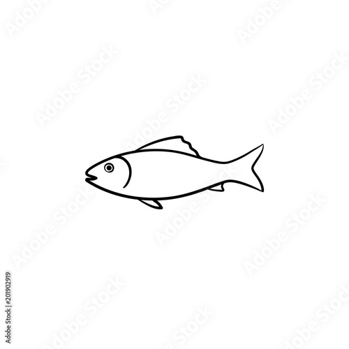 Raw fish hand drawn outline doodle icon. Vector sketch illustration of healthy seafood - fish under water for print, web, mobile and infographics isolated on white background.
