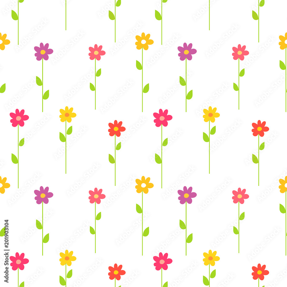 Colorful spring flowers pattern.