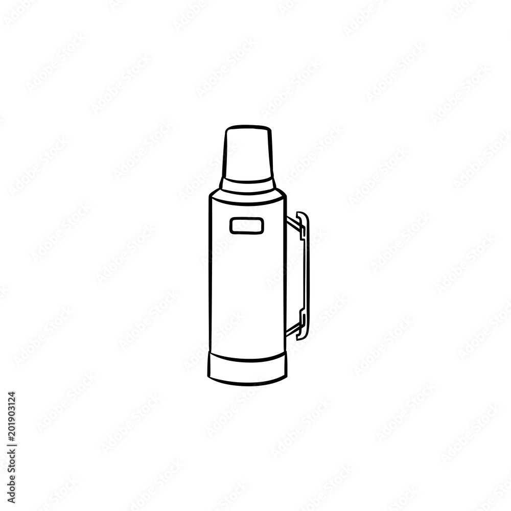 Thermos hand drawn outline doodle icon. Vector sketch illustration of thermos for print, web, mobile and infographics isolated on white background. Thermos hand drawn outline doodle icon. Vector sketch illustration of thermos for print, web, mobile and infographics isolated on white background.
