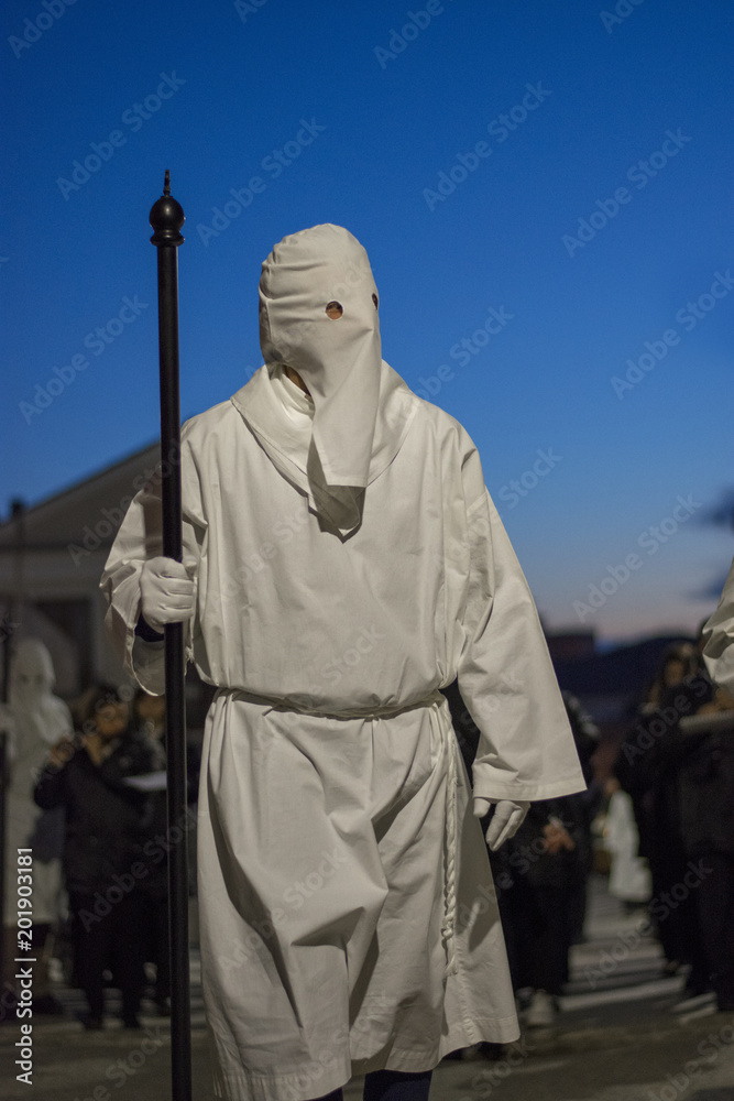 Fototapeta premium Iglesias/Italy - March 2018: Religious procession of holy week of Easter