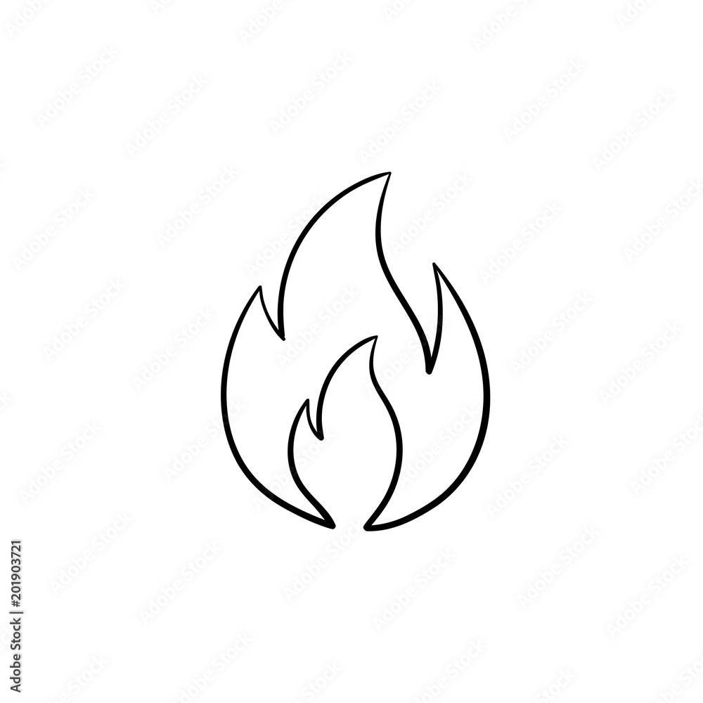 Fire flame hand drawn outline doodle icon. Vector sketch illustration of fire flame for print, web, mobile and infographics isolated on white background.