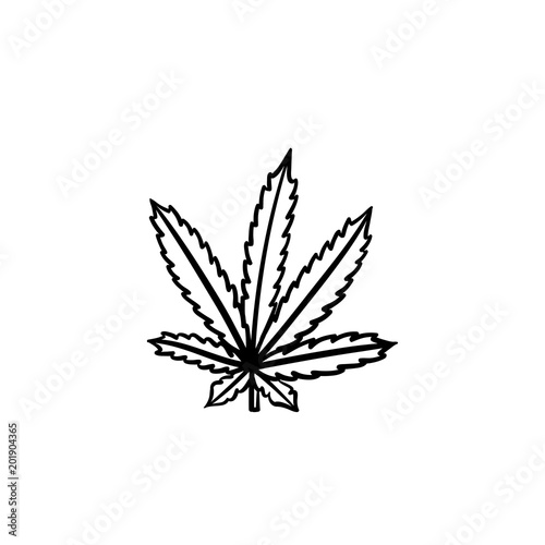 Marijuana leaf hand drawn vector outline doodle icon. Vector sketch illustration of marijuana leaf for print, web, mobile and infographics isolated on white background.