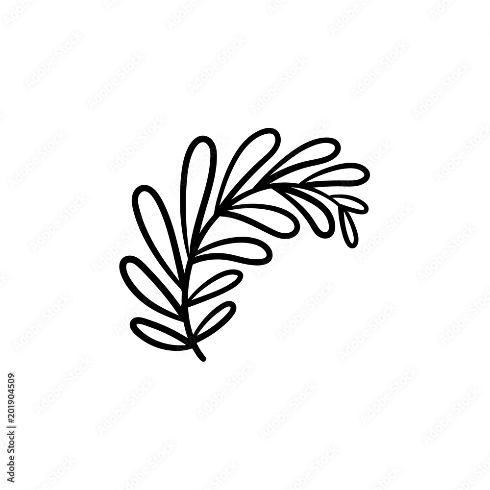 Leaves on branch hand drawn vector outline doodle icon. Branch with leaves vector sketch illustration for print, web, mobile and infographics isolated on white background. Leaves on branch hand drawn vector outline doodle icon. Branch with leaves vector sketch illustration for print, web, mobile and infographics isolated on white background.