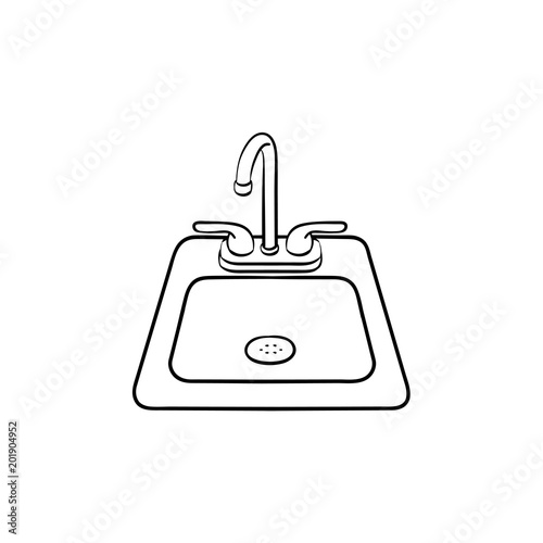 Toilet sink hand drawn outline doodle icon. Sink vector sketch illustration for print, web, mobile and infographics isolated on white background.
