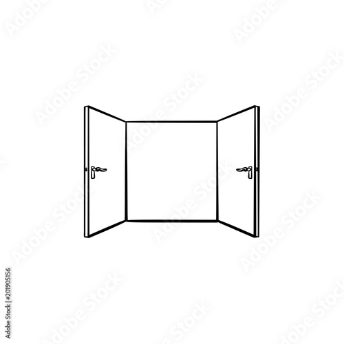 Door opening hand drawn outline doodle icon