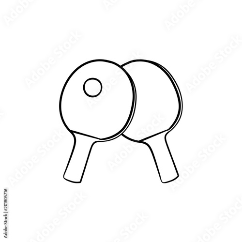 Table tennis hand drawn outline doodle icon. Racket and ball for table tennis vector sketch illustration for print, web, mobile and infographics isolated on white background.