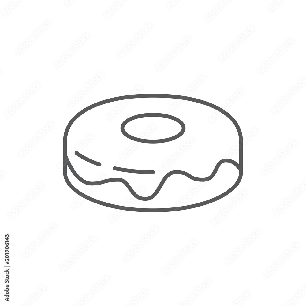 Sweet donut editable outline icon - pixel perfect symbol of baked dessert with frosting isolated on white background. Sweet donut editable outline icon - pixel perfect symbol of baked dessert with frosting isolated on white background.