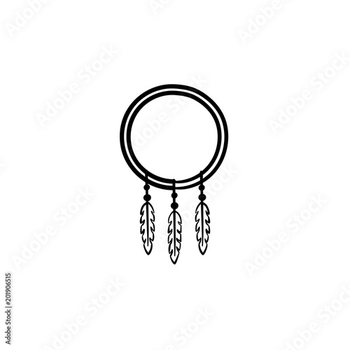 Dreamcatcher hand drawn outline doodle icon. Vector sketch illustration of dreamcatcher for print, web, mobile and infographics isolated on white background.