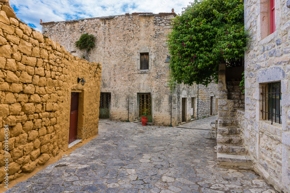 Street view in Areopoli village in Mani, Peloponnese, Greece