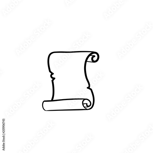 Scroll of old paper hand drawn outline doodle icon. Vintage scroll vector sketch illustration for print, web, mobile and infographics isolated on white background.