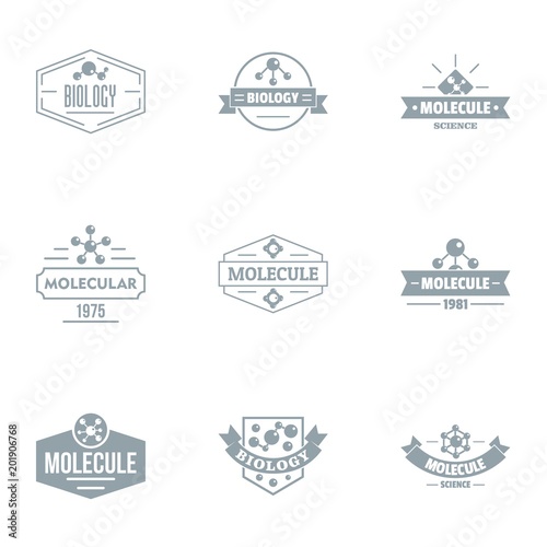 Molecule logo set. Simple set of 9 molecule vector logo for web isolated on white background