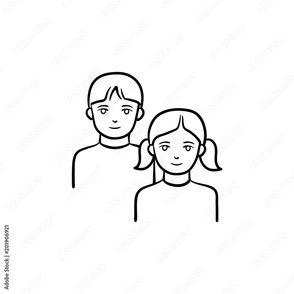 Girl and boy hand drawn outline doodle icon. Youth vector sketch illustration for print, web, mobile and infographics isolated on white background. Girl and boy hand drawn outline doodle icon. Youth vector sketch illustration for print, web, mobile and infographics isolated on white background.