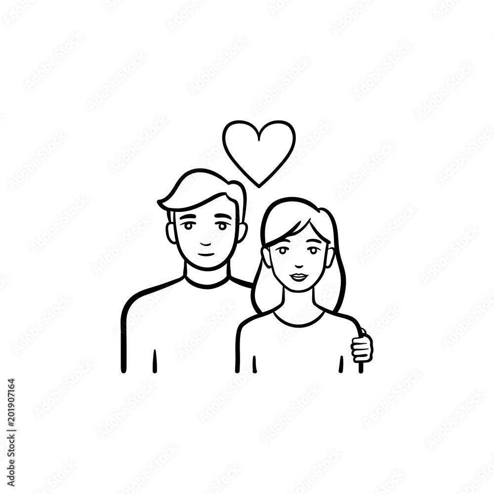 Couple in love hand drawn outline doodle icon. Woman and man dating vector sketch illustration for print, web, mobile and infographics isolated on white background. Couple in love hand drawn outline doodle icon. Woman and man dating vector sketch illustration for print, web, mobile and infographics isolated on white background.