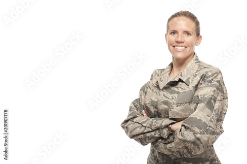 Canvas Print Happy female airman