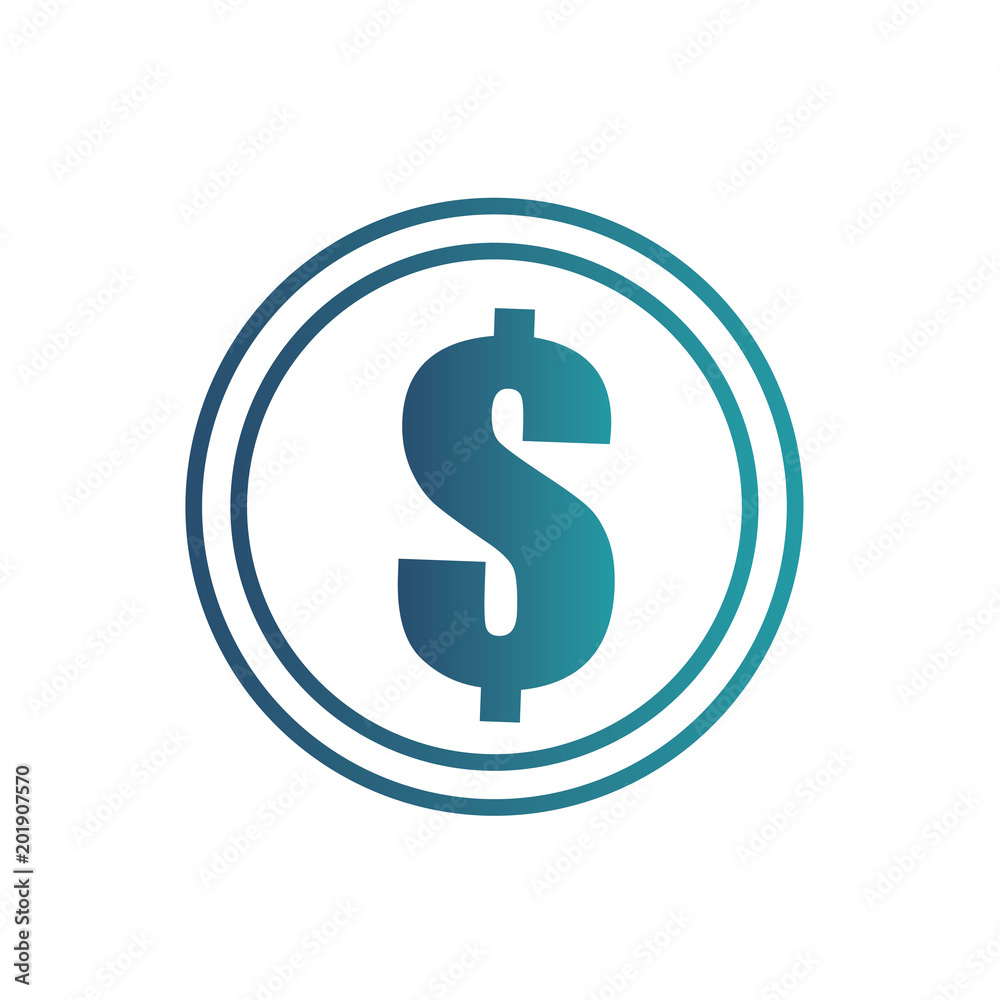 Gradient blue dollar icon isolated on white background. Vector illustration. Gradient blue dollar icon isolated on white background. Vector illustration.