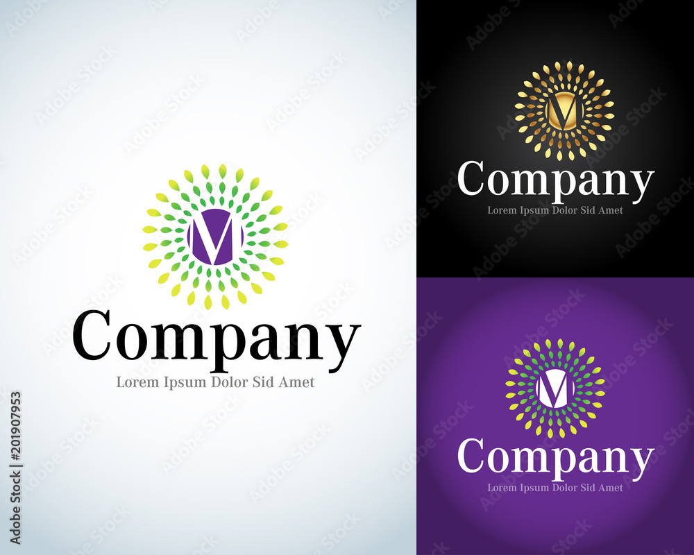 Fototapeta premium Letter M Logo template. M Letter Design Vector with rays.Type Characters Logotype symbols. Isolated vector illustration.