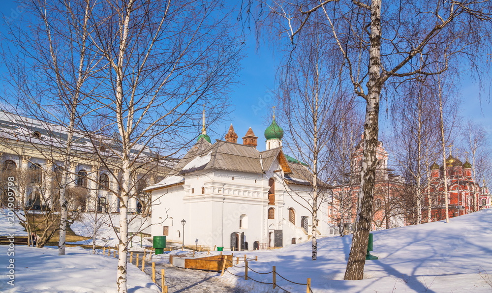 Old Russian stone chambers on the ancient Moscow street Varvarka