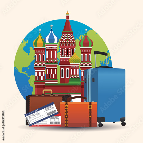 Russia travel poster concept vector illustration graphic design