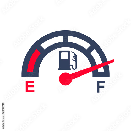 Fuel meter. Gas gauge. Gas tank. Car control sensor. Vector illustration flat design. Isolated on white background. Automobile indicator template.