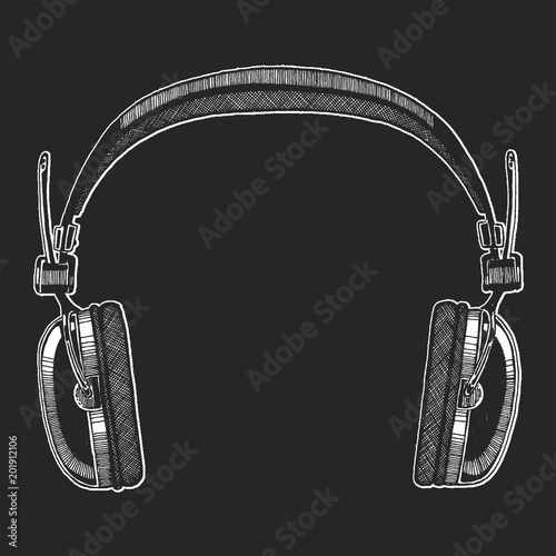 Headphones. Vector illustration. Rock music festival. Print for t-shirt, tee, poster