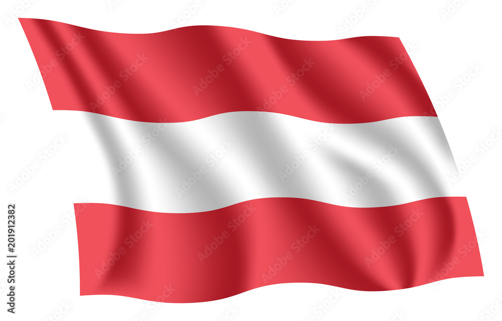 Austria flag. Isolated national flag of Austria. Waving flag of Republic of Austria. Fluttering textile austrian flag. Austria flag. Isolated national flag of Austria. Waving flag of Republic of Austria. Fluttering textile austrian flag.
