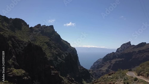 Beautiful aerial panorama of the Tenerife, drone shot along the wild in Canary Islands