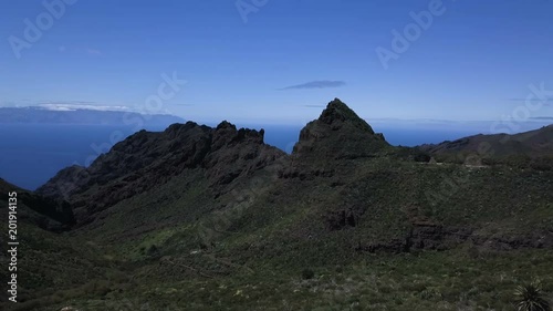 Beautiful aerial panorama of the Tenerife, drone shot along the wild in Canary Islands
