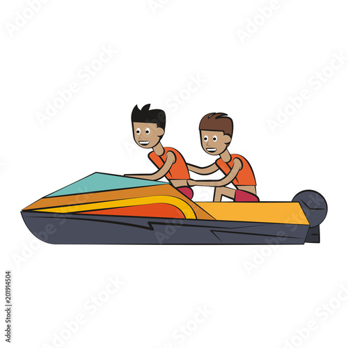 Racing sport boat Water sport cartoon vector illustration graphic design